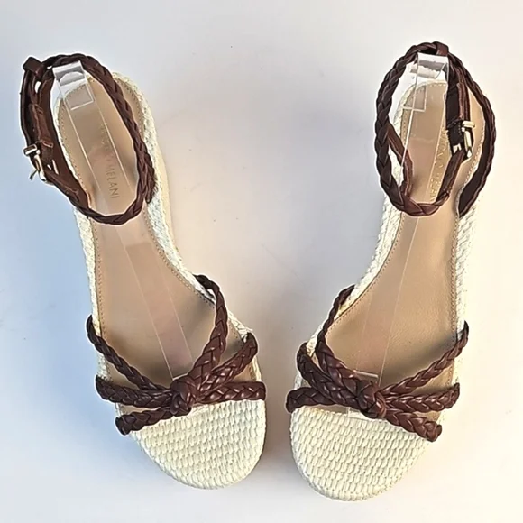 NEW Antonio Melani Lorinna Brown Braided Leather Ankle Strap Platform Sandal - Picture 9 of 16